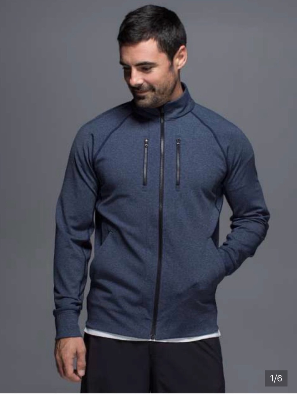 Lululemon Men's shift jacket Navy Blue Full-Zip Hoodie Sweater